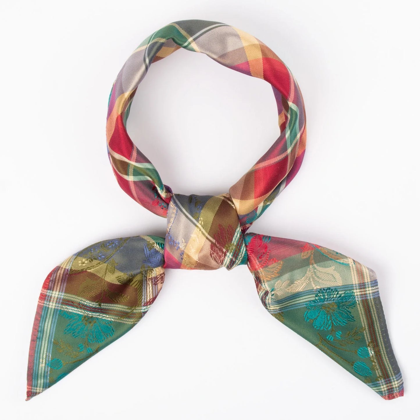 Silk scarf-Tuva *038* 65cm X 65cm-red, green