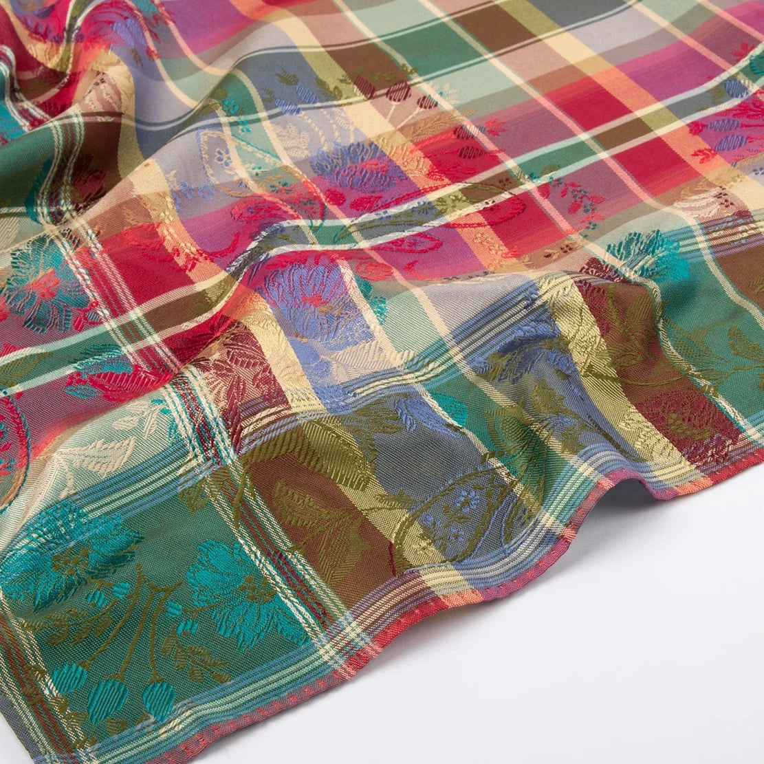 Silk scarf-Tuva *038* 65cm X 65cm-red, green