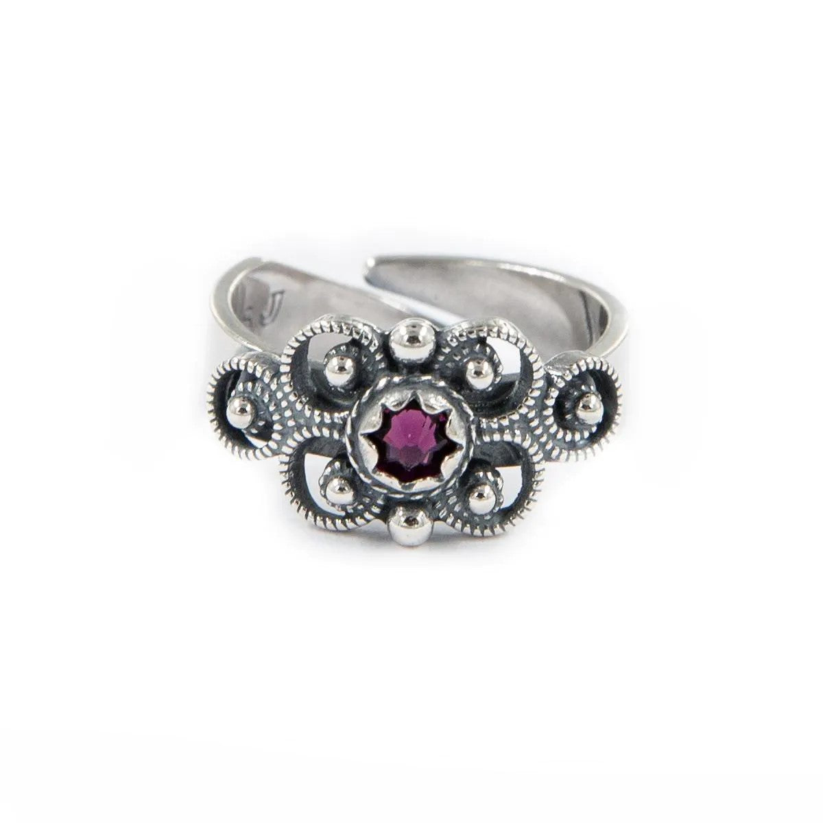 Ring-550764-with purple stone-Oslo Jubileum-oxidized silver