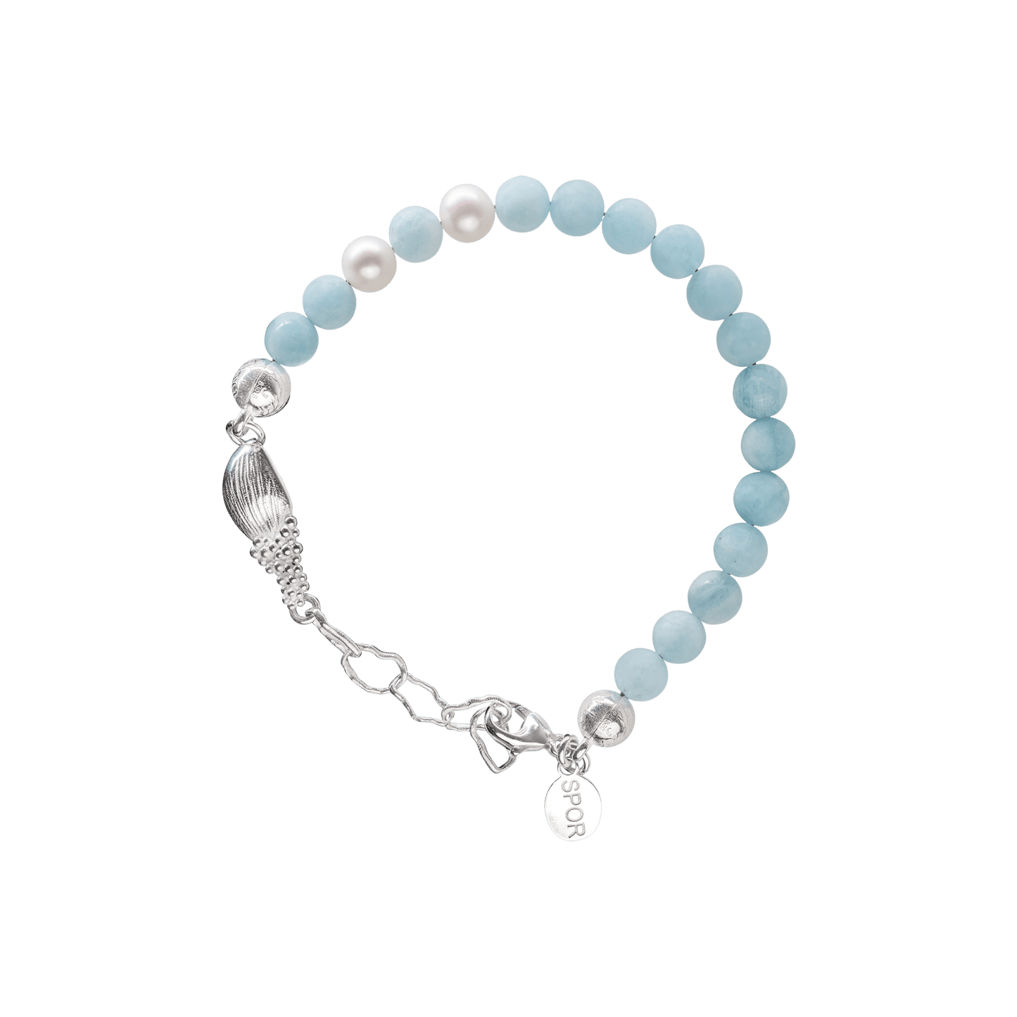 Bracelet-Spor-Blome pearl bracelet with aquamarine