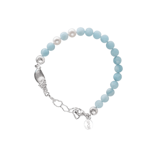 Bracelet-Spor-Blome pearl bracelet with aquamarine