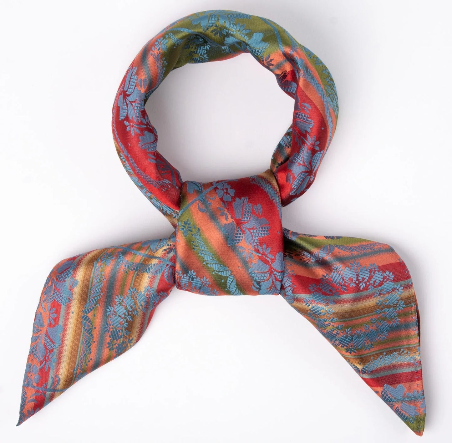 Silk scarf-Victoria *051* 75 cm x 75 cm-red/blue/green
