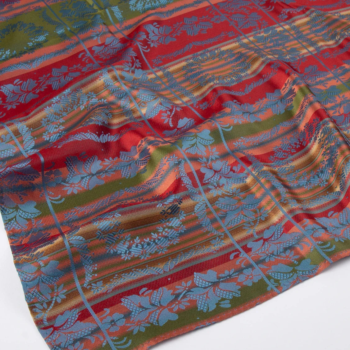 Silk scarf-Victoria *051* 75 cm x 75 cm-red/blue/green