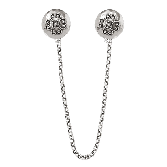 Shawl pin with chain-628100-#09-Rogaland-oxidized silver
