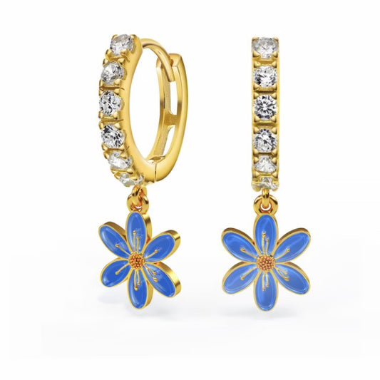 Earrings-Blåveis-crystals-gold plated silver