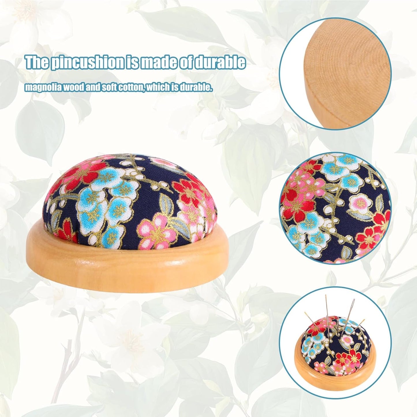 Pin cushion-wooden base