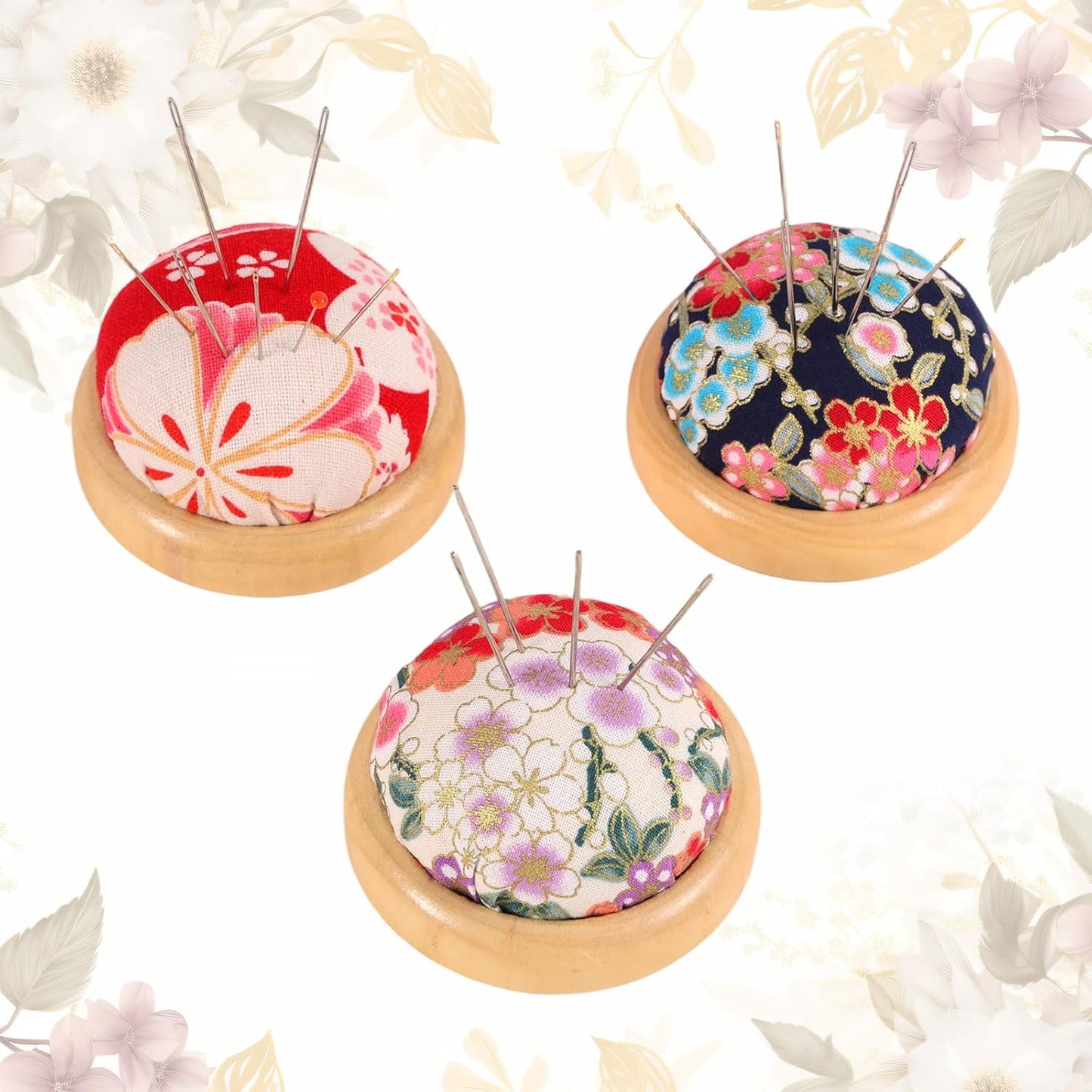 Pin cushion-wooden base