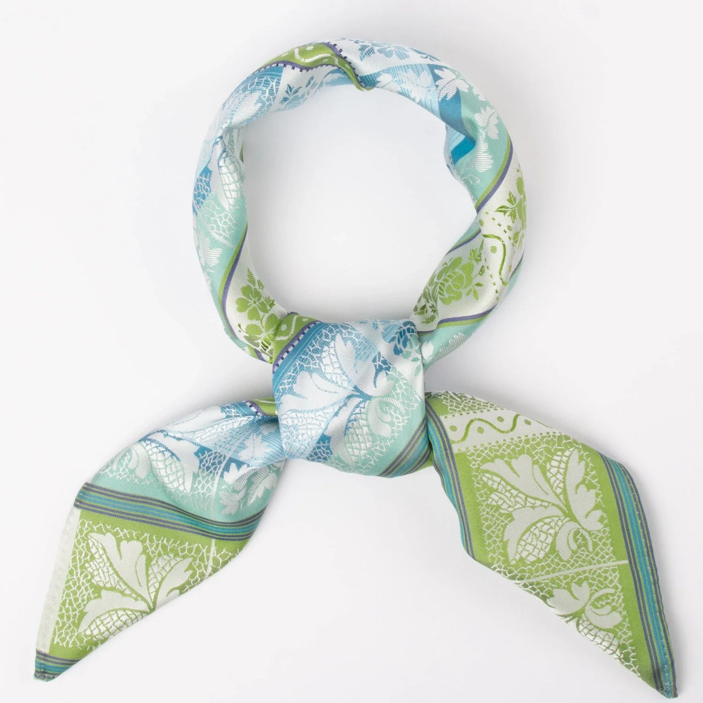 Silk scarf-Lise * 005* 75cm x 75cm-blue, green