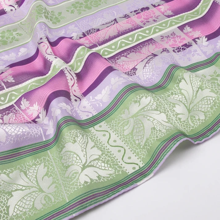 Silk scarf-Lise *017* 75cm x 75cm-green, pink