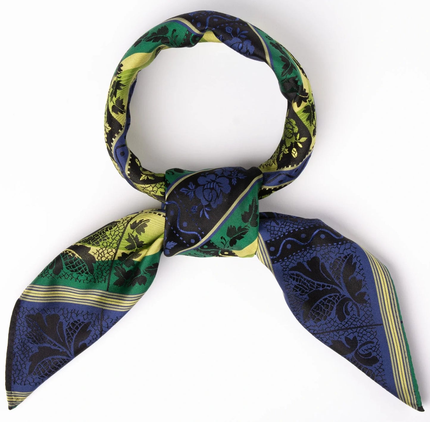 Silk scarf-Lise *051*  75cm x 75cm-blue/yellow/black