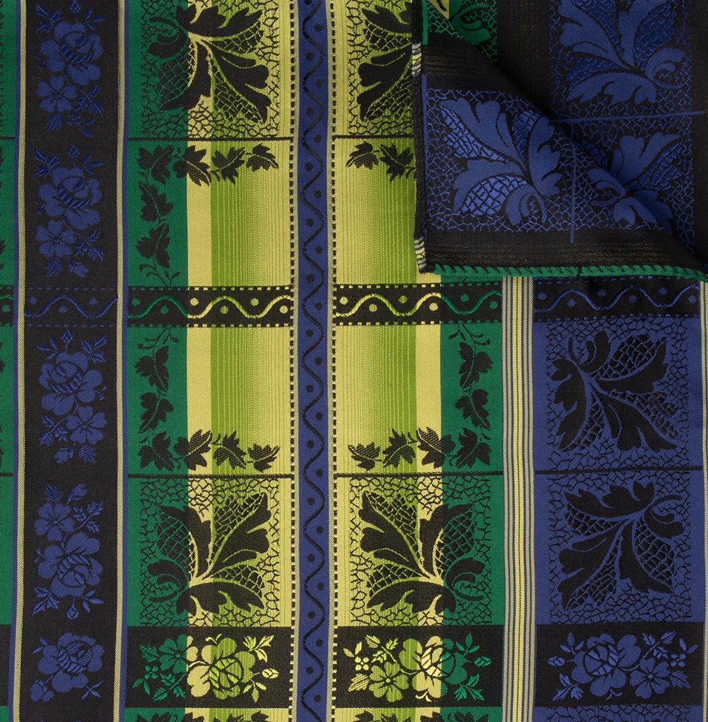 Silk scarf-Lise *051*  75cm x 75cm-blue/yellow/black