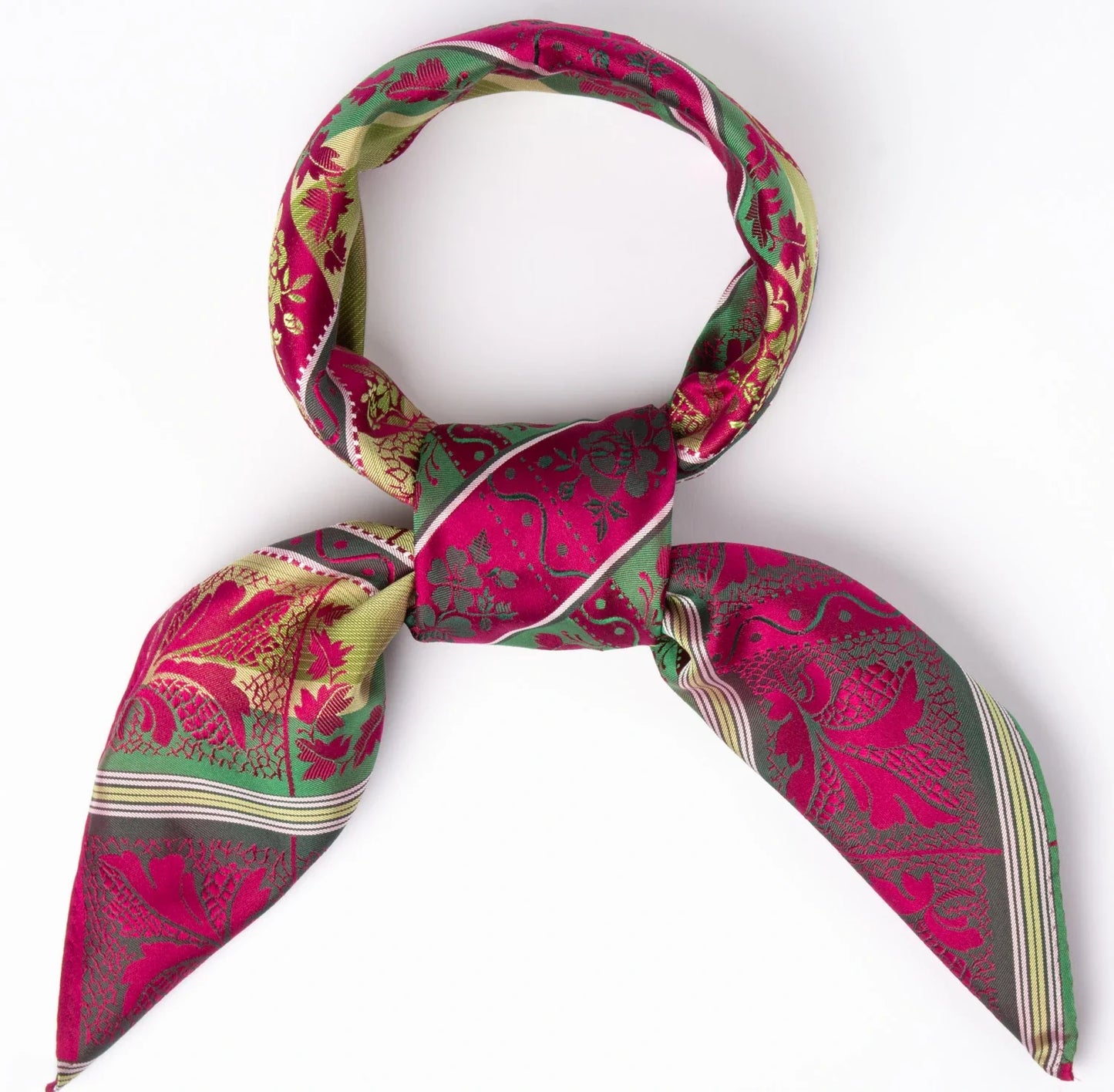 Silk scarf-Lise *200* 75cm x 75cm-fuchsia/green/yellow