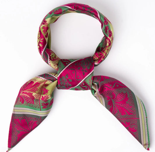 Silk scarf-Lise *200* 75cm x 75cm-fuchsia/green/yellow