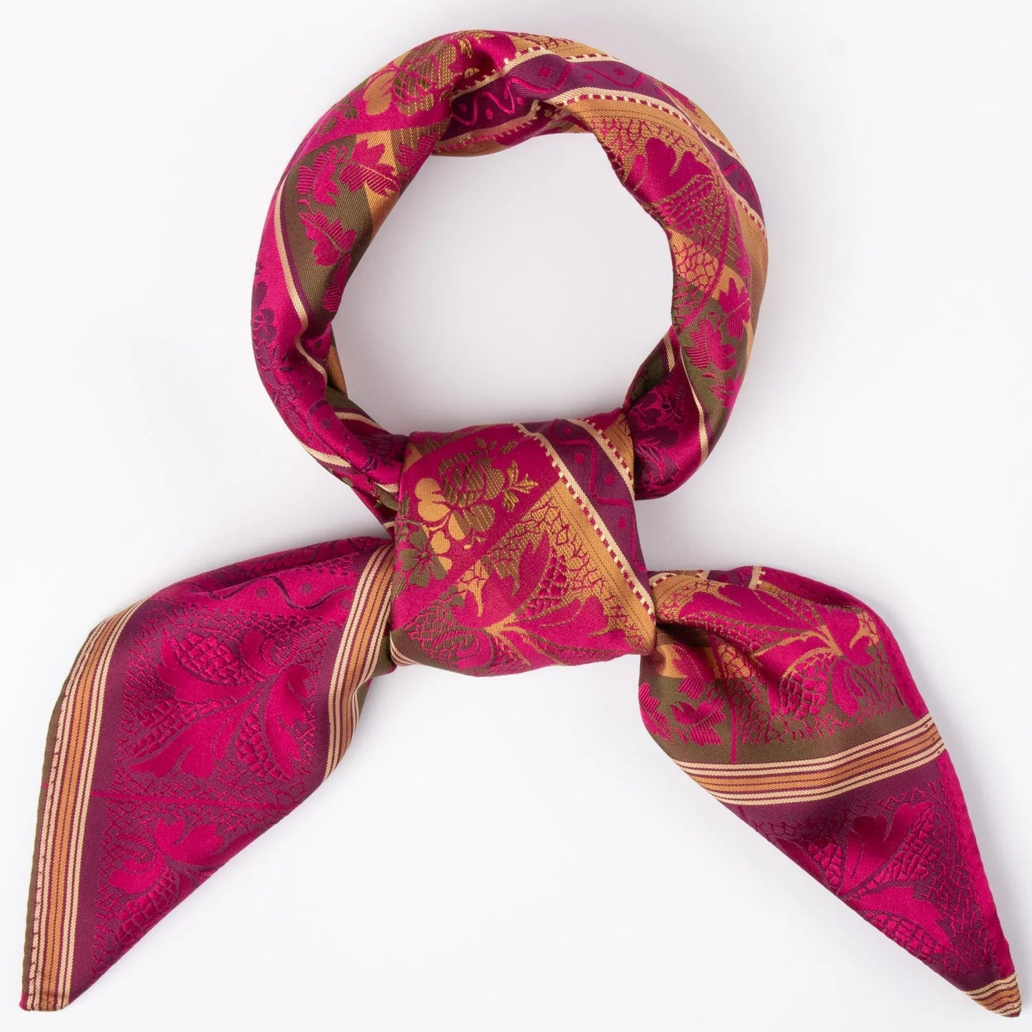 Silk scarf-Lise *202* 75cm x 75cm-bright pink, tan