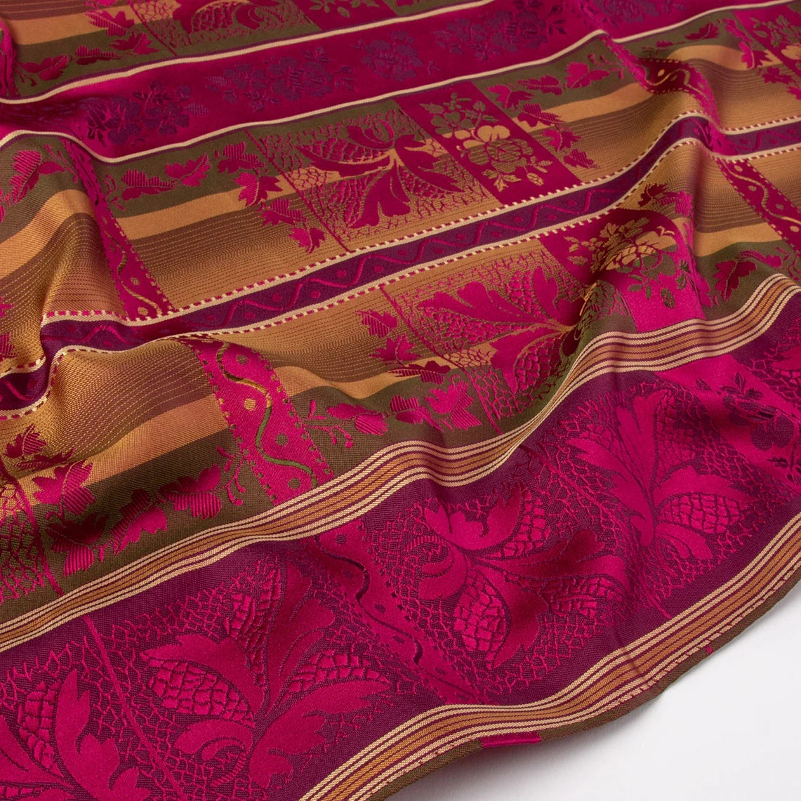 Silk scarf-Lise *202* 75cm x 75cm-bright pink, tan