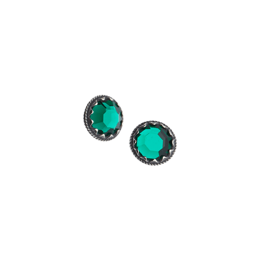 Earrings-green stones-oxidized silver