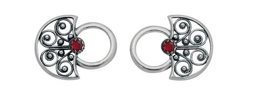 Eyelets-780107-#46-with red stones-oxidized silver