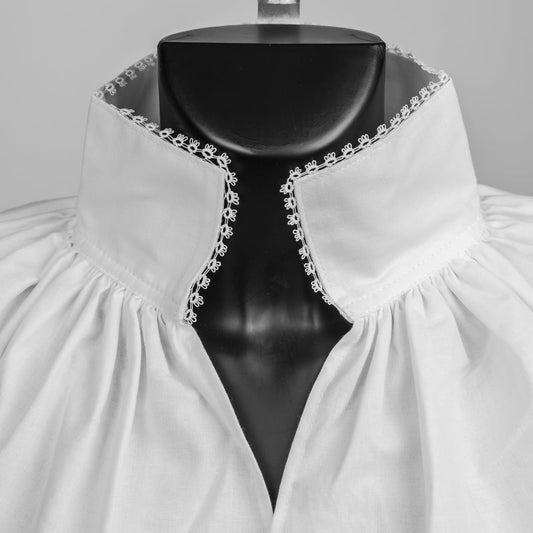 Shirt-Women's Bunad shirt-Anne 01 with tatting-100% cotton-white