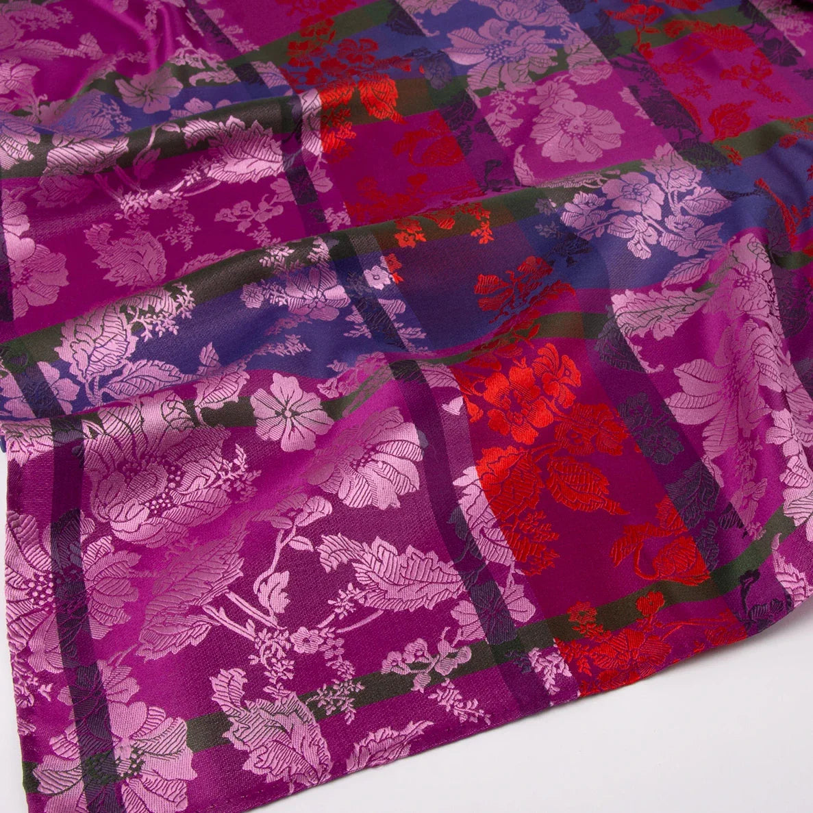 Silk scarf-Herborg *011* 70cm x 70cm -fuchsia/red/blue