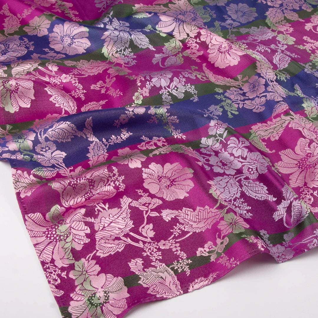 Herborg *012* silk scarf 70cm x 70cm-pink/purple/green