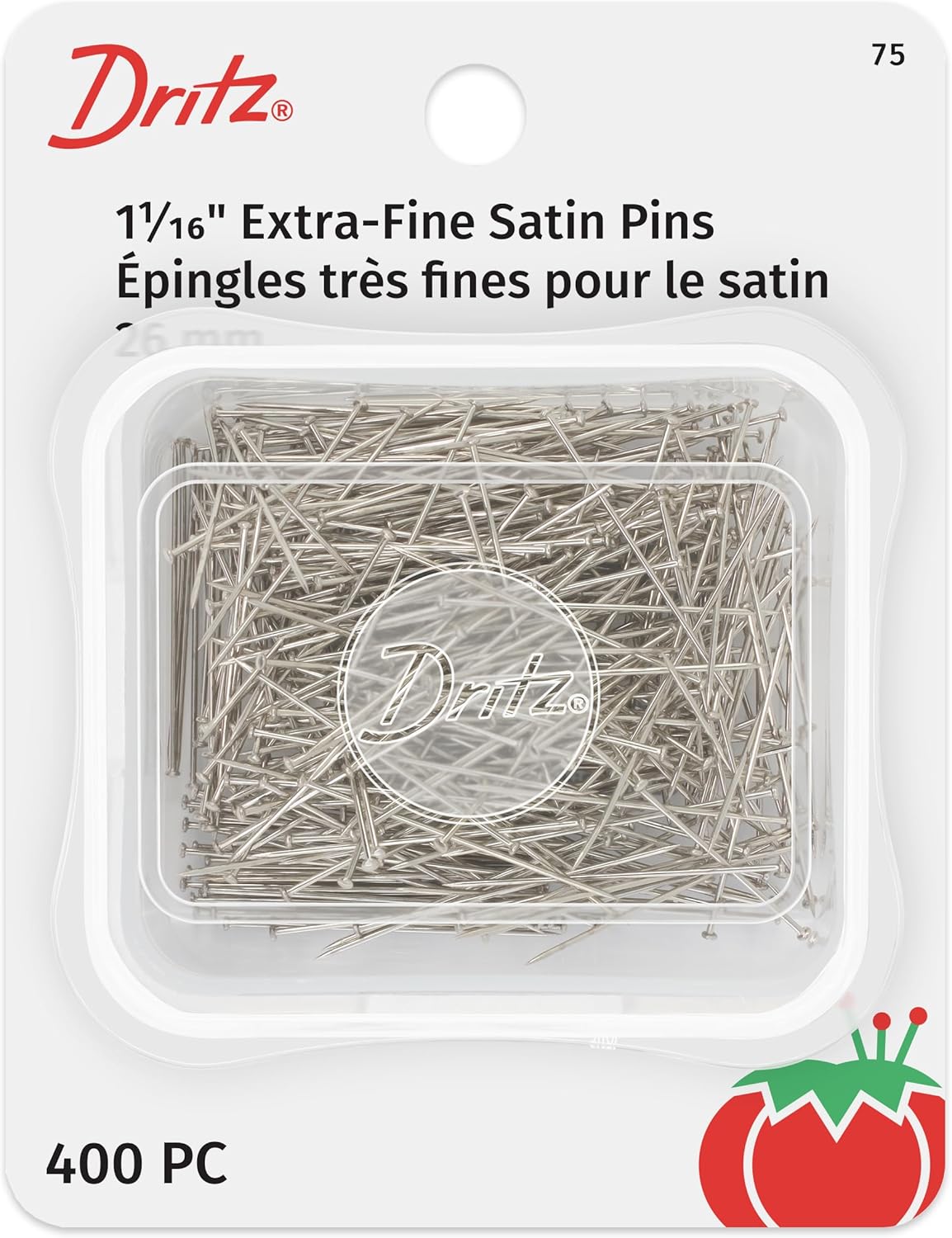 Steel extra fine satin straight pins/400