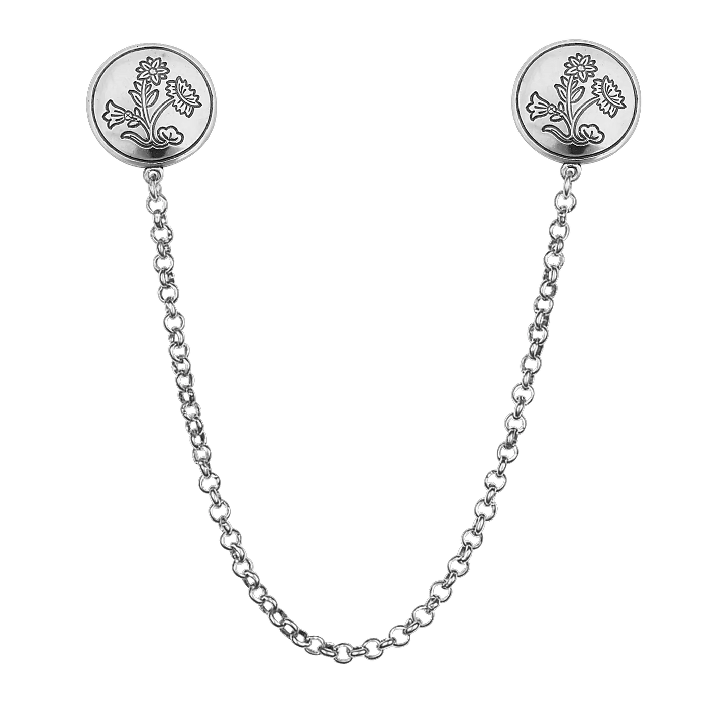 Shawl pin with chain-863100-#06-Nordland-oxidized silver