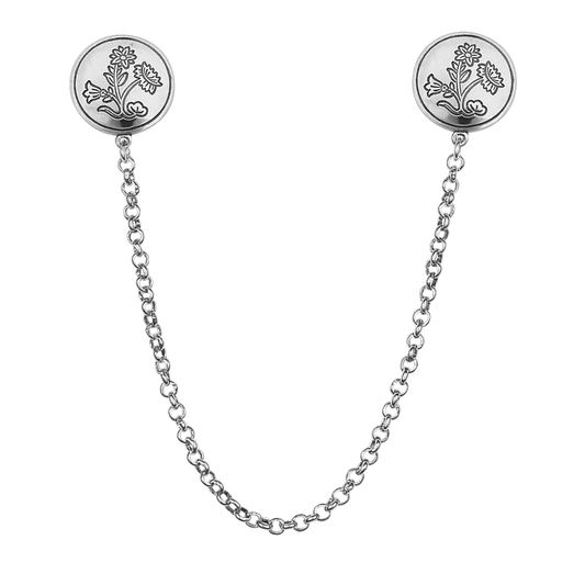 Shawl pin with chain-863100-#06-Nordland-oxidized silver
