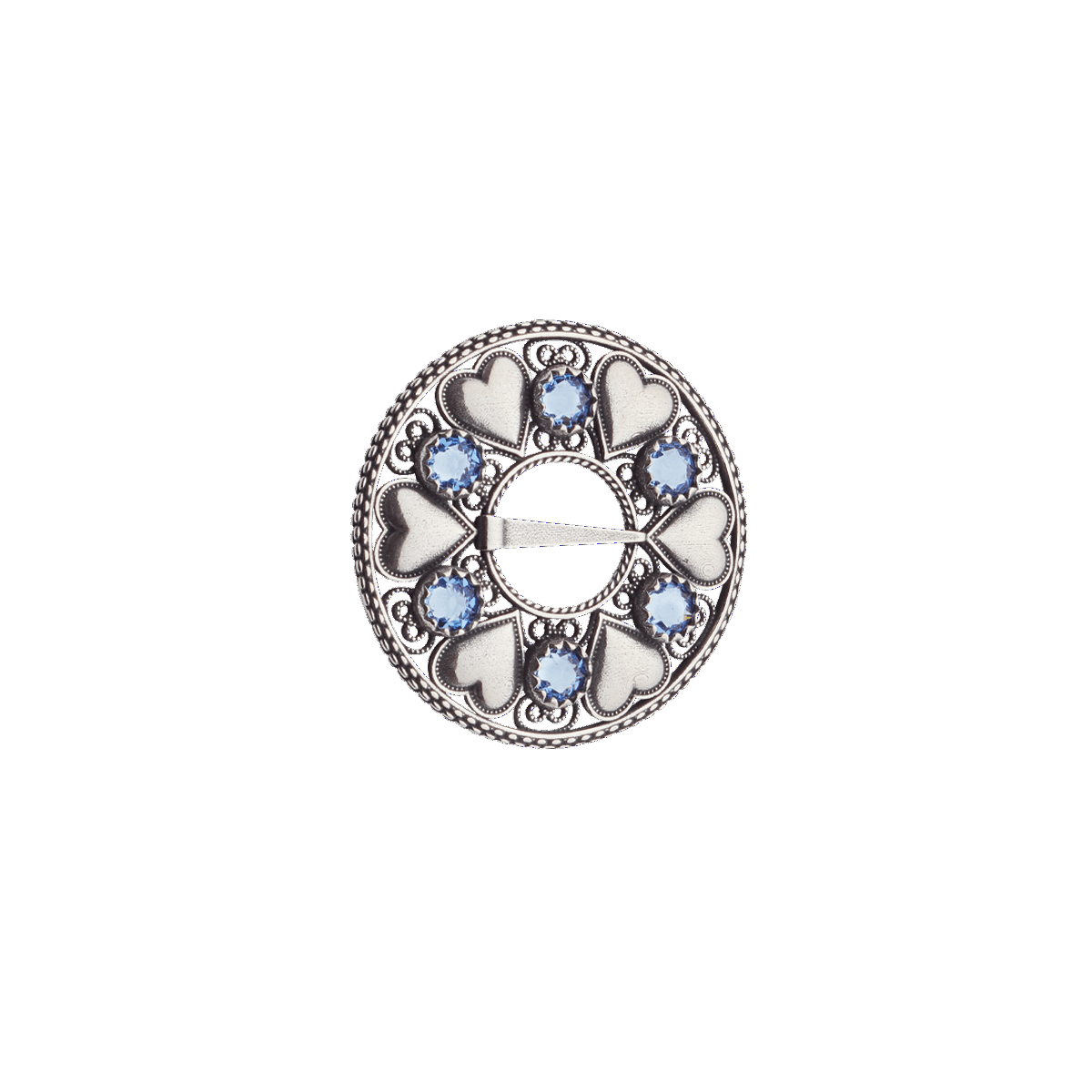 Brooch 903100-B-with blue stones-oxidized silver