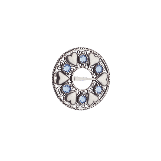 Brooch-903100-B-Mini Sølje with blue stones-oxidized silver