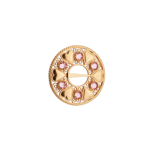 Brooch-903600-P-Mini Sølje-with pink stones-gilded silver