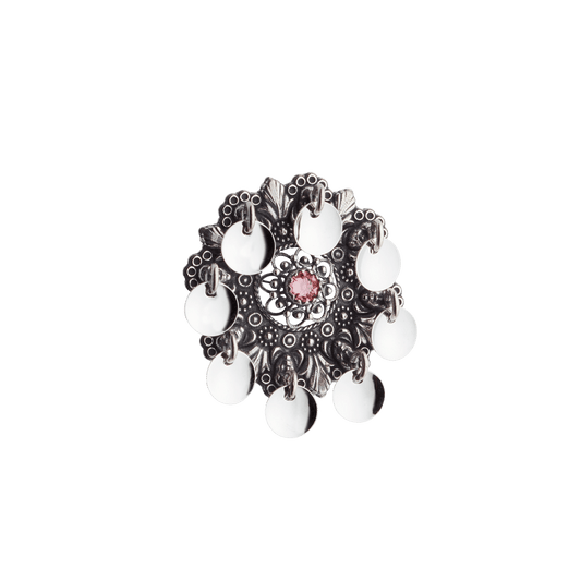 Brooch-904100-#02-Face Sølje with stone-oxidized silver