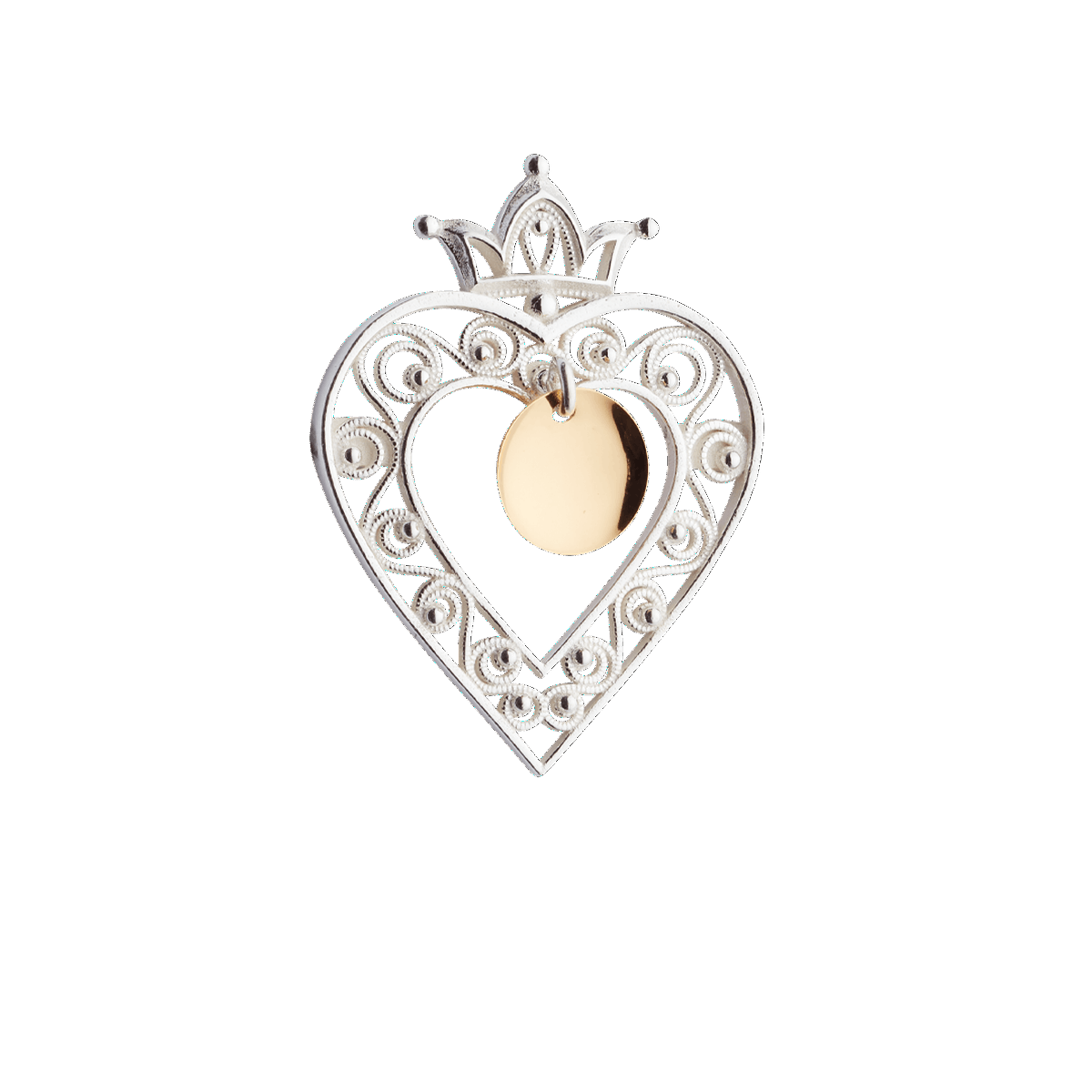 Brooch 907500-heart with crown-silver/gilded silver