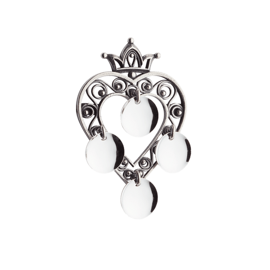 Brooch #37-Heart with crown-oxidized silver