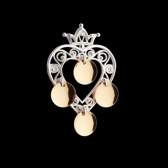 Brooch #37-Heart with crown-silver/gilded silver
