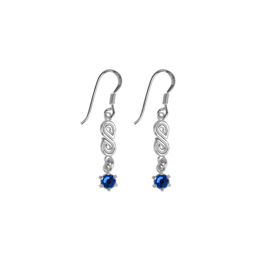 Earrings-912008-Infinity with blue stones-silver