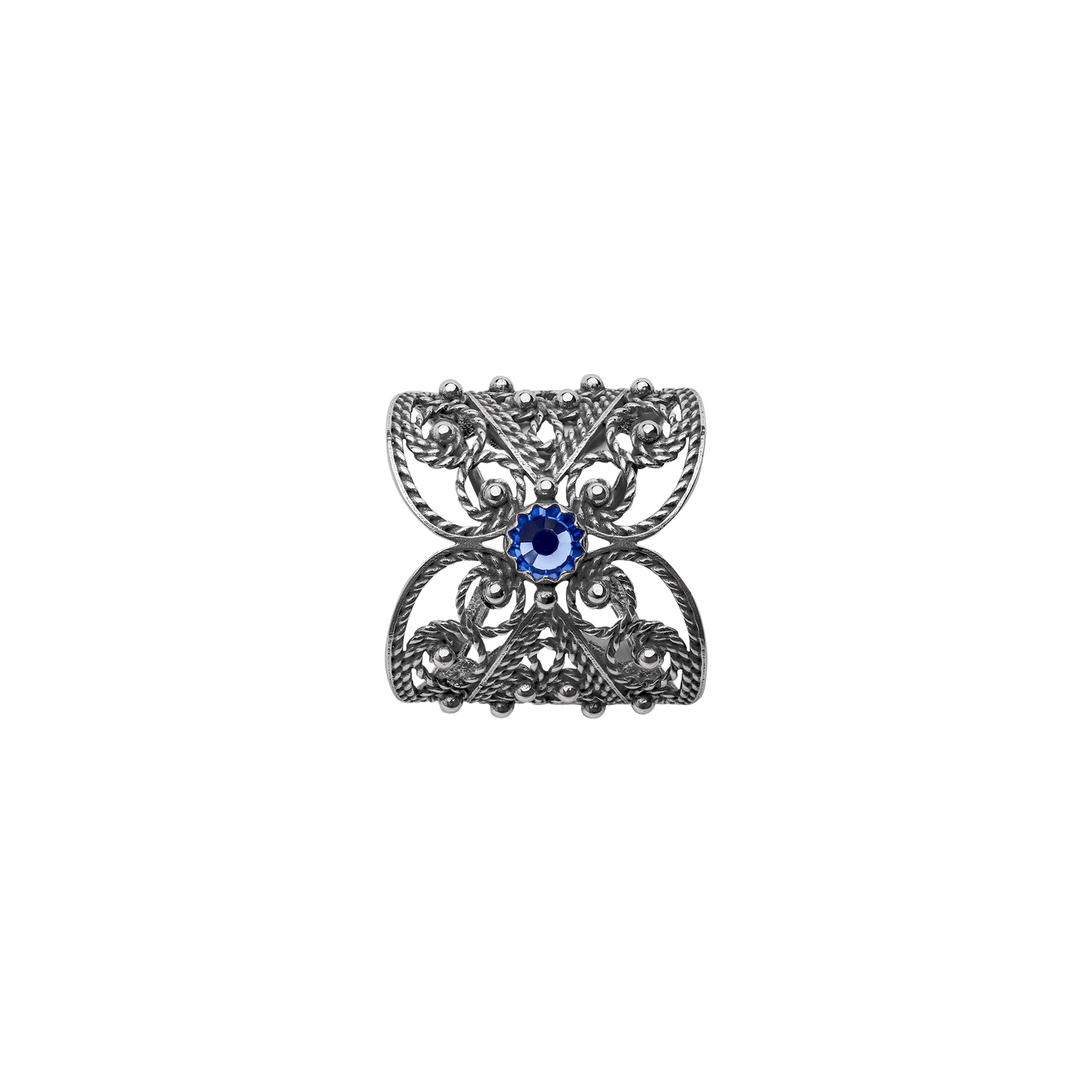 Scarf ring 960100-filigree w/stone-oxidized