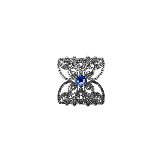 Scarf ring 960100-filigree w/stone-oxidized
