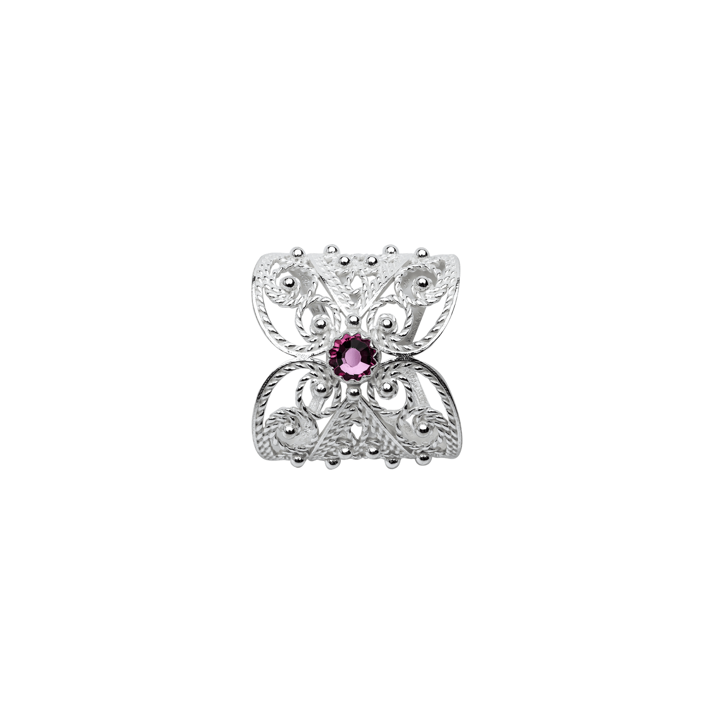 Scarf ring 960400-filigree w/stone-silver
