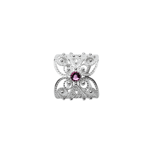 Scarf ring 960400-filigree w/stone-silver