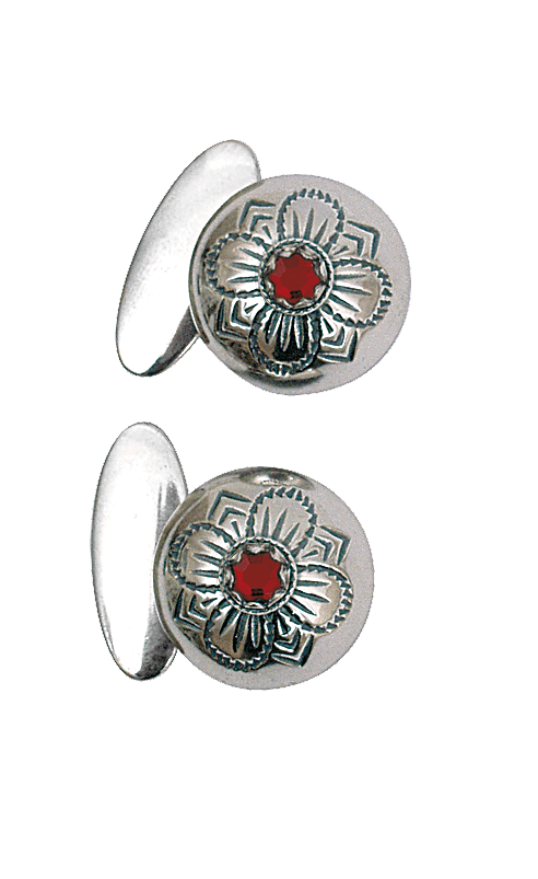 Cufflinks #28-with red stones-oxidized silver
