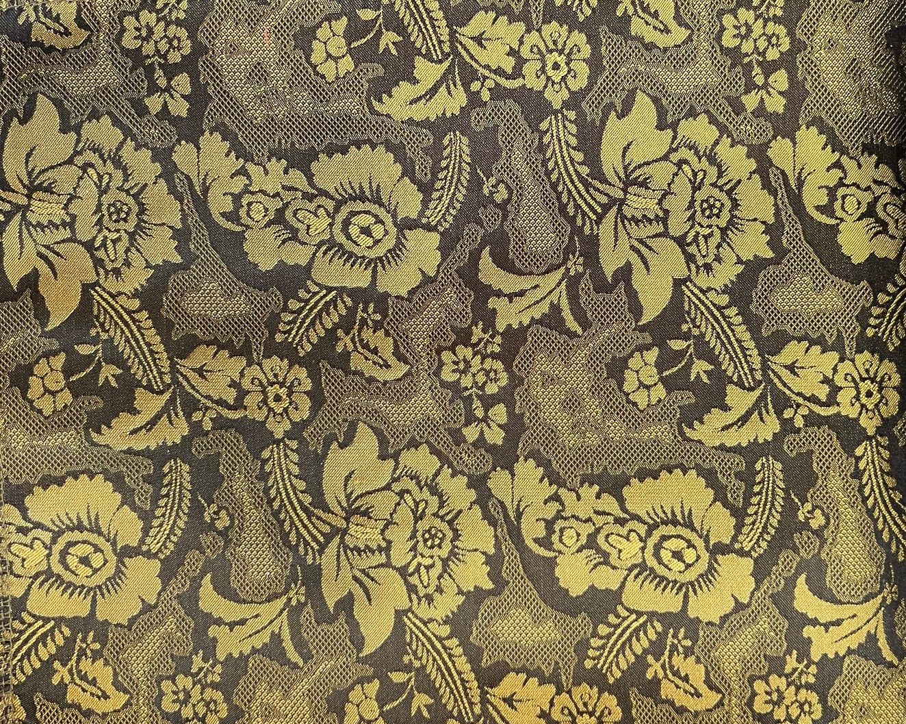 Damsgaard damask silk 140cm-gold & black