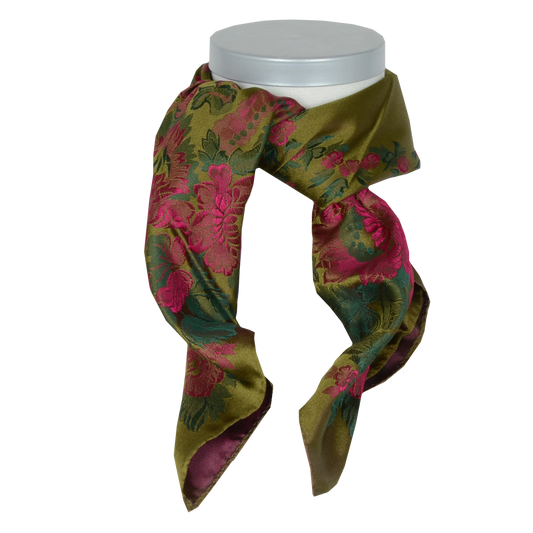 Desiree silk scarf 70x70-green/pink