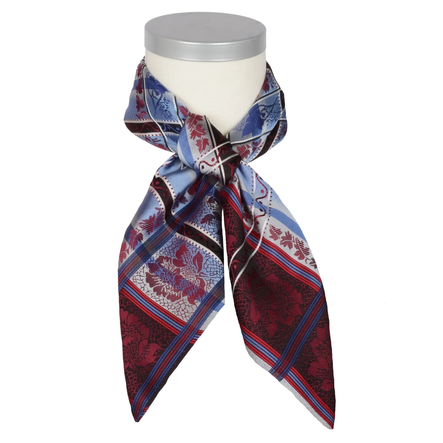 Silk scarf-Eufemia *003*  70cm x 70cm-burgundy/blue