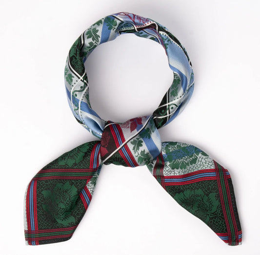 Eufemia *005* silk scarf 70cm x 70cm-dark green/red