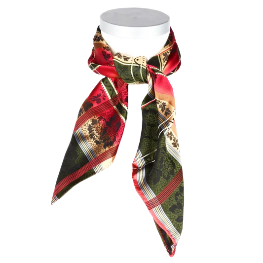 Eufemia *034* silk scarf 70cm x 70cm-red/green/gold