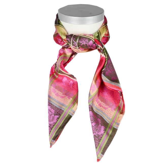 Silk scarf-Eufemia *053* 70cm x 70cm-red/pink/green