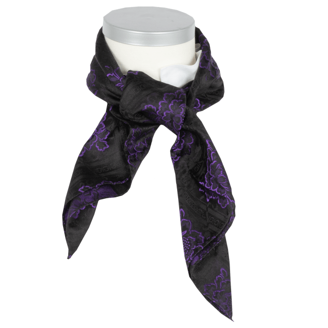 Evita *014* silk scarf 75cm x 75cm-purple/black
