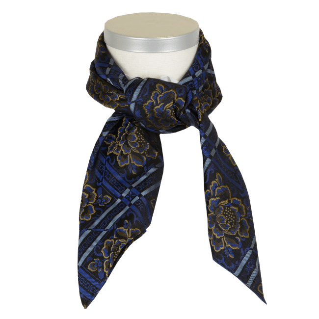 Silk scarf-Evita *020* 75cm x 75cm-blue/gold