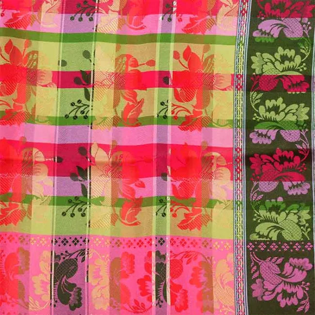 Gabriella *053* silk scarf 70cm x 70cm-pink/green/red