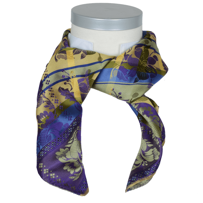 Gabriella *066* silk scarf 70cm x 70cm-blue/yellow/purple